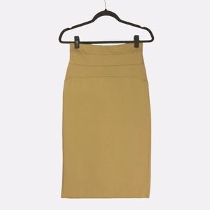 PANIZ Yellow Olive Green Midi Pencil Career Skirt 4 (Size Small)